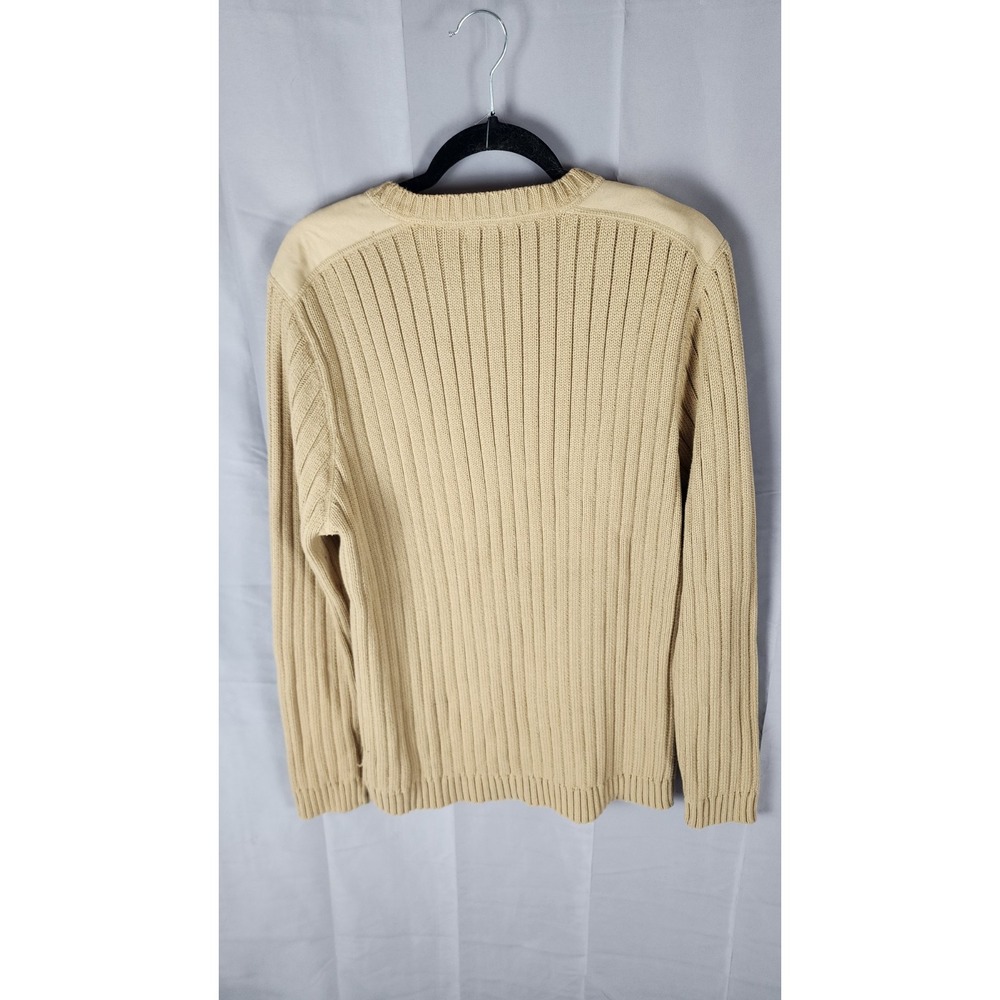 Eddie Bauer Men's Beige Rib-Knit Crewneck Pullover Cotton Sweater L - Picture 2 of 4